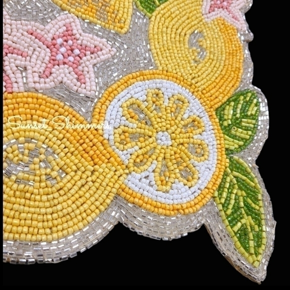 Sparkly Beaded Lemon Blossom Flower Table Runner Decor 36" House & Garden New - Picture 3 of 11